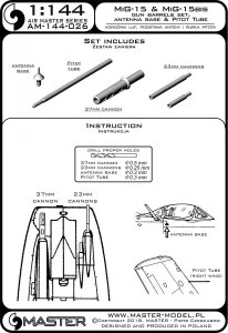 画像3: MASTER[AM-144-026]MiG-15 - gun barrels, antenna base & Pitot Tube (3)