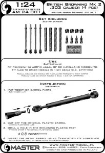 画像5: MASTER[AM-24-001]1/24 WWII イギリス ブローニング.303口径(7.7mm)Mk.II機関銃用銃身(4本入) (5)
