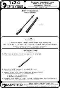 画像4: MASTER[AM-24-002]1/24 WWII ドイツ MG17 7.92mm航空機関銃用銃身(2本入) (4)