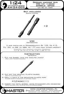 画像4: MASTER[AM-24-003]1/24 WWII ドイツ MG131 13mm航空機関銃用銃身(2本入) (4)