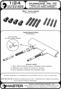 画像3: MASTER[AM-24-009]1/24 WWII イギリス ホーカー ハリケーンMk.IIC用 イスパノ20mm Mk.II機関砲 砲身(平角線リコイルバネ付) (3)