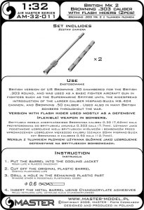 画像4: MASTER[AM-32-011]1/32 WWII イギリス ブローニング.303(7.7mm)機関銃Mk.II 銃身 消炎器付(2本入) (4)