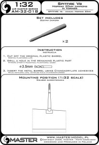 画像4: MASTER[AM-32-018]1/32 WWII イギリス スーパーマリン スピットファイア B型翼用 イスパノ20mm機関砲身 フェアリング付 (4)