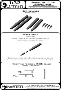 画像4: MASTER[AM-32-021]1/32 WWII イギリス スーパーマリン スピットファイアMk.22/24用 イスパノ20mm機関砲身 フェアリング付 (4)
