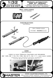 画像4: MASTER[AM-32-027]1/32 WWII ドイツ MGFF 20mm機関砲 砲身 エッチングパーツ製照準器付(2本入) (4)