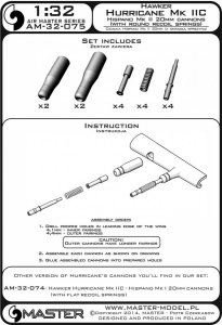 画像3: MASTER[AM-32-075]1/32 WWII イギリス ホーカー ハリケーンMk.IIC用 イスパノ20mm機関砲Mk.II 砲身(丸線リコイルバネ付) (3)