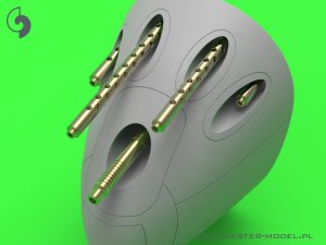 画像2: MASTER[AM-32-086]1/32 WWII アメリカ P-38ライトニング用初期兵装セット 放熱口付きブローニング.50口径(12.7mm)機銃身&初期/後期型20mm機関砲砲口 (2)