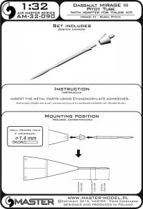 画像5: MASTER[AM-32-090]1/32 現用 フランス ミラージュIIIC用 ピトー管セット(イタレリ用アダプター付) (5)