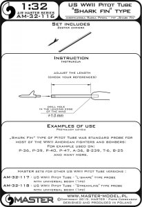 画像4: MASTER[AM-32-116]1/32 WWII アメリカ “サメのヒレ”型ピトー管(米陸軍機用 1本入) (4)
