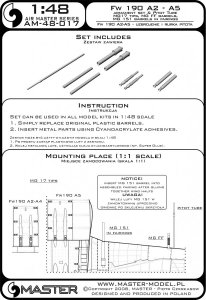 画像7: MASTER[AM-48-017]Fw 190 A2 - A5 armament set (MG 17 barrel tips, MG FF barrels, MG 151 barrels in fairings) & Pitot Tube (7)