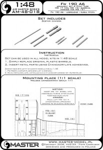 画像6: MASTER[AM-48-018]Fw 190 A6 armament set (MG 17 barrel tips, MG 151 barrels, MG 151 fairings) & Pitot Tube (6)