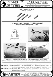 画像4: MASTER[AM-48-023]P-38 Lightning late type armament (.50 cal Brownings with covered cooling jackets, 20mm cannon tips) (4)