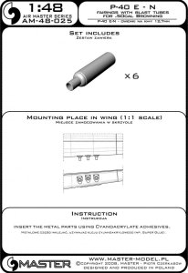 画像7: MASTER[AM-48-025]P-40 E - N fairings with blast tubes for .50cal Browning (6pcs) (7)