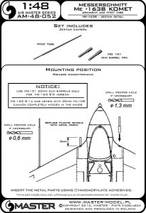 画像4: MASTER[AM-48-052]Me-163A Komet - armament set (MG 151 barrel tips) & Pitot Tube (4)