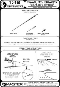 画像5: MASTER[AM-48-073]SAAB 35 Draken (mid and late versions) - Pitot Tubes & Angle Of Attack probe (5)