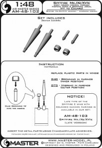 画像4: MASTER[AM-48-102]Spitfire Mk.IXe/XVIe early version (conical fairings) - Hispano 20mm & Browning .50cal in fairings (fit to Eduard) (4)