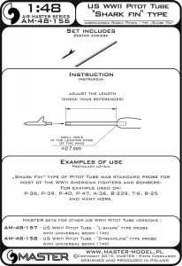 画像4: MASTER[AM-48-156]US WWII Pitot Tube - "Shark-fin" type probe (1 pc) - used on P-36, P-39, P-40, P-47, A-36, B-239, T-6, B-25 and many more (4)