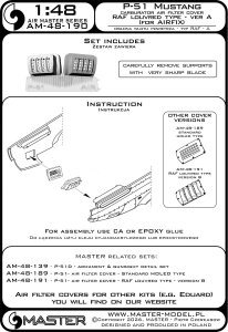 画像5: MASTER[AM-48-190]1/48 WWII アメリカ P-51ムスタング キャブレターエアフィルターカバー RAFルーバータイプ バージョンA(エアフィックス用) (5)