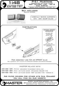 画像5: MASTER[AM-48-191]1/48 WWII アメリカ P-51ムスタング キャブレターエアフィルターカバー RAFルーバータイプ バージョンB(エアフィックス用) (5)