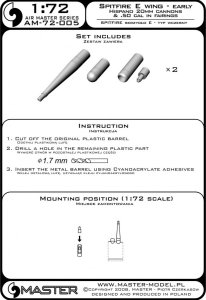 画像4: MASTER[AM-72-005]Supermarine Spitfire E wing early - Hispano 20mm & .50cal in fairings (two versions) (4)
