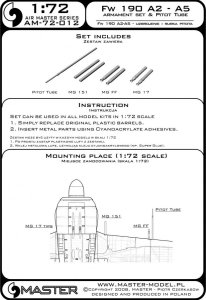 画像5: MASTER[AM-72-012]Fw 190 A2 - A5 armament set (MG 17, MG FF, MG 151 barrel tips) & Pitot Tube (5)