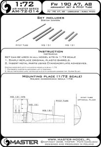 画像4: MASTER[AM-72-014]Fw 190 A7, A8 armament set (MG 131, MG 151 barrel tips) & Pitot Tube (4)