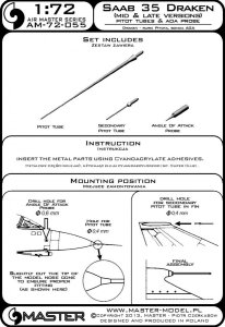 画像4: MASTER[AM-72-055]SAAB 35 Draken (mid and late versions) - Pitot Tubes & Angle Of Attack probe (4)
