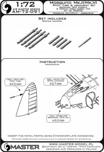 画像3: MASTER[AM-72-091]De Havilland Mosquito NF Mk.II / FB Mk.VI - Pitot tube & armament set (Browning .303 barrels and Hispano 20mm barrel tips) (3)
