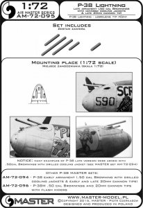 画像4: MASTER[AM-72-095]P-38 Lightning - late armament (.50 cal Brownings with covered cooling jackets & late 20mm cannon tips) (4)