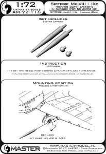 画像3: MASTER[AM-72-116]Spitfire Mk.VIII/IXc - Hispano 20mm cannons in fairings (fit to Eduard) (3)