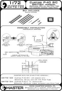 画像4: MASTER[AM-72-123]Curtiss P-40 B/C Tomahawk II - British version - Browning .303 cal and British type Pitot Tube (4)