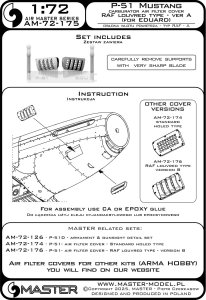 画像4: MASTER[AM-72-175]1/72 WWII アメリカ P-51ムスタング キャブレターエアフィルターカバー RAFルーバータイプ バージョンA(エデュアルド用) (4)