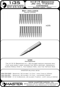 画像4: MASTER[GM-35-023]1/35 WWII/現用 アメリカ ブローニングM1919 .30口径(7.62mm)機関銃 実包(25個入) (4)