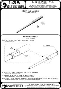 画像3: MASTER[GM-35-029]1/35 WWII アメリカ/イギリス M6 37mm砲 砲身(M3スチュアート/M3リー/グラント/M22ローカスト/M6重戦車/M8グレイハウンド/M6スタッグハウンドなど用) (3)