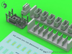 画像3: MASTER[GM-35-067]1/35 WWII アメリカ ブローニングM2HB .50口径(12.7mm)機関銃用 M2弾薬箱 開状態 WWIIタイプ(6個入) (3)