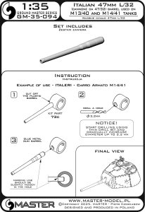 画像8: MASTER[GM-35-094]1/35 WWII イタリア 47mm L/32(カノーネ・ダ47/32)砲身 M13/40・M14/41戦車用 (8)