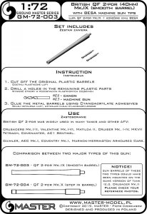 画像3: MASTER[GM-72-003]British QF 2-pdr (40mm) - version Mk.IX (smooth barrel) + Besa MG tips - for Crusader Mk.I/II, early Valentine, Matilda II, and other AFV (3)