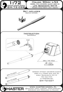 画像7: MASTER[GM-72-028]1/72 WWII イタリア 90mm L/53(カノーネ・ダ90/53)砲身 カバースリーブ付 セモベンテM41M後期型用 (7)