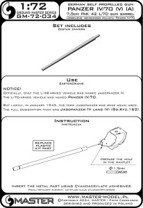画像3: MASTER[GM-72-034]1/72 WWII ドイツ 7.5cm Pak 42 L/70砲身 IV号駆逐戦車/70(A)/70(V)用 (3)