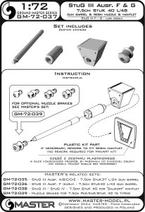 画像8: MASTER[GM-72-037]1/72 WWII ドイツ 7.5cm StuK 40 L/48砲身 マズルブレーキ/マントレット付 III号突撃砲F後期/G型用 (8)