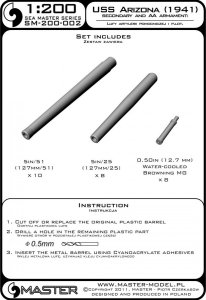 画像6: MASTER[SM-200-002]USS Arizona BB-39 (1941) - secondary and AA armament barrels - 5in/51 (10pcs), 5in/25 (8pcs), Browning .50 (8pcs) (6)
