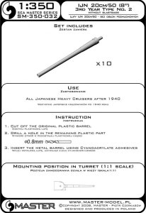 画像5: MASTER[SM-350-032]IJN 20cm/50 (8") 3rd Year Type No. 2 barrels - for turrets without blastbags (10pcs) (5)