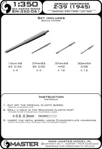 画像5: MASTER[SM-350-061]German destroyer Z-39 (1945) - 150mm (4pcs), 37mm C/30 (4pcs), 37mm M42 (10pcs), 20mm (12pcs) barrels (fit to Dragon model) (5)