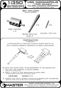 画像4: MASTER[SM-350-074]USS Indianapolis CA-35 (1945)  armament - 8in (9pcs), 5in (8pcs) barrels with resin trunnion - fits Trumpeter model (4)