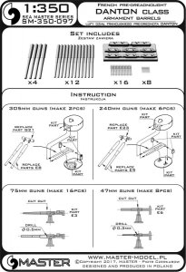 画像4: MASTER[SM-350-097]French pre-dreadnought Danton class armament barrels - 305mm (4pcs), 240mm (12pcs), 75mm (16pcs), 47mm (8pcs) (4)