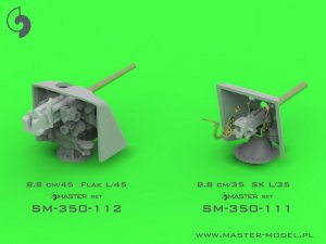 画像12: MASTER[SM-350-112]German gun 8,8cm/45 (3.46in) Flak L/45 - used on most German warships of WWI - (resin and turned parts) - (4pcs) (12)