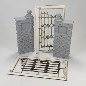 画像2: MacOne Models[MAC35217]公園のゲート(格子扉付き) (2)