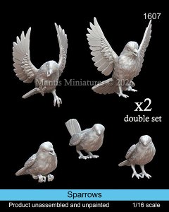 画像1: マンティス・ミニチュアズ[Man1607]1/16 動物セット スズメ (1)