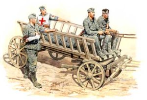 画像1: マスターボックス[MB3558]1/35　独・歩兵4体+馬車・負傷兵撤退シーン (1)