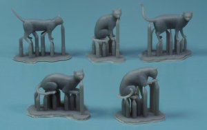 画像2: マソモデル[MH35047] 1/35 ネコ(5点)(3Dプリント)【メーカー絶版】 (2)